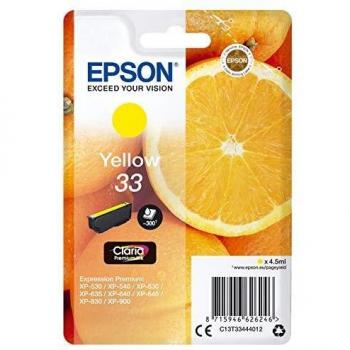 Epson C13T33444022 - Cartucho de Tinta Claria 33, Color Amarillo, Compatible con Expression Home XP-530/635/830 y Premium XP-540
