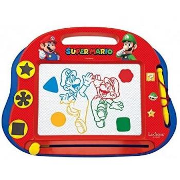 LEXIBOOK Brothers Tablero de Dibujo magnético mágico Multicolor Nintendo Super Mario, Juguete Creativo artístico Muchachos, Pluma de la Aguja y Sellos, Azul/Roja