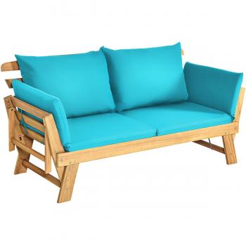 Adjustable Patio Convertible Sofa with Thick Cushion - Sofa Daybed TU