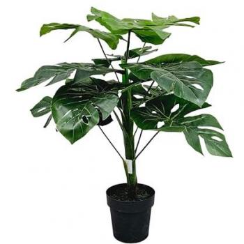 Planta Artificial Philodendron Monstera 100 cm con Maceta, Resistente a Rayos UV y Materiales Plásticos Reciclados