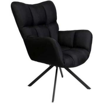 Sillón giratorio Washington - 72 x 67 x 88 cm - Negro con patas de metal