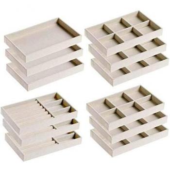 Stocomodi Organizador de Joyería de Terciopelo 4 Cajones, Organizador Anillos Brazalete Titular de Pendientes Beige 3 Conjunto