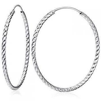 BDD CO.Pendientes de aro Grande para Mujer 40MM, Pendientes de plata Esterlina S925, Pendientes de aro Para Niñas, Pendientes de aro Grande,1.7 mm de Ancho, Caja de regalo Embalaje, corte de Diamante