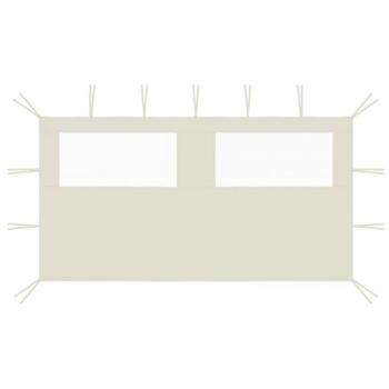 Pared lateral de cenador con ventanas color crema 4x2 m
