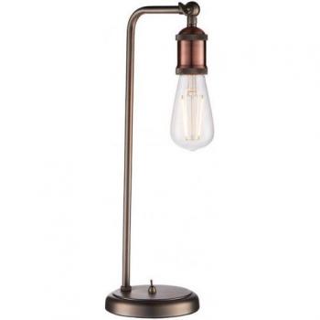 Lámpara de mesa Hal de acero con acabado en peltre envejecido y plancha de cobre envejecido, 1 luz, casquillo E27