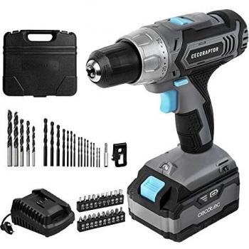 Cecotec Taladro Atornillador y Perforador de Batería CecoRaptor Perfect Drill 4020 Advance. Batería 20 V y 4000 mAh, Velocidad sin carga de 1550 rpm, Torque máximo de 46 Nm, 25+1 Posiciones