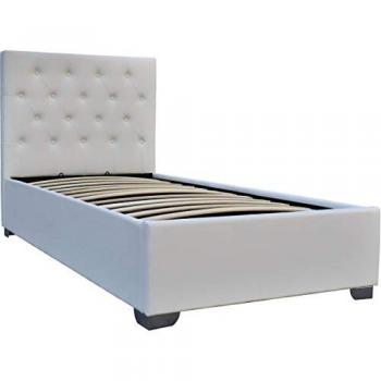 Cama simple con cofre Tino - 90 × 190 cm - Blanco