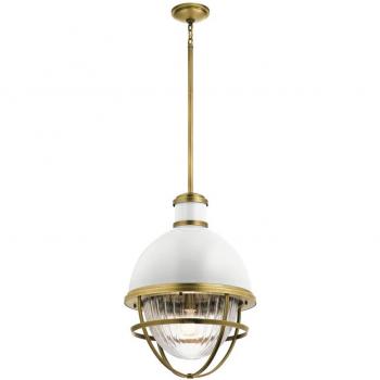 Lámpara colgante Tollis de Quintiesse, tipo: plafón colgante, material: latón natural y blanco, número de luces: 1, diámetro: Ø 40,8 cm