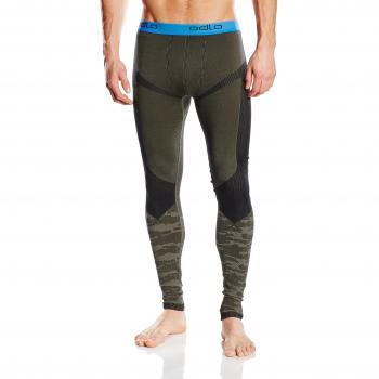 Odlo para Hombre Pantalones de Comb de Calor, otoño/Invierno, Hombre, Color Camou Green Melange - Black, tamaño S