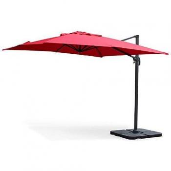 Parasol Cuadrado 3x3m Falgos Alto de Gama Rojo - Parasol Excentrado Inclinable, Plegable y Rotativo 360°