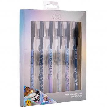 Disney 100 Set Bolígrafos x6 con Licencia Oficial - Pack Completo de Papelería Escolar