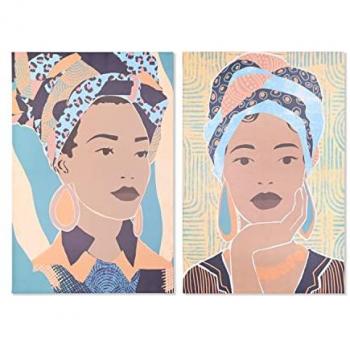 Cuadro DKD Home Decor 83 x 4,5 x 123 cm Colonial 80 x 3 x 120 cm Africana (2 Unidades)