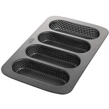 Mini Baguetteblech Antiadherente para 4 Mini Baguettes de Acero Carbono con Receta - Birkmann 210219