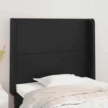 Cabecero negro con orejas de cuero sintético 103x16x111/128 cm en Leatherette