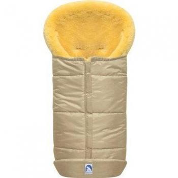 Saco de abrigo premium de piel de cordero beige para carrito y silla de paseo, con 6 ranuras para cinturón y lavable