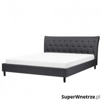 Cama Tapizada de Poliéster Gris Oscuro con Somier de Madera y Cabecera Capitonné 180 x 200 cm