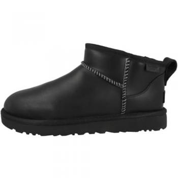 UGG Women's Classic Ultra Mini Leather Regenerate Winter Boots - Black - Size 6 US