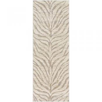 Surya Bohemian Zebra Pattern Short-Pile Hallway Runner Rug 80x220 cm in Gray and Beige
