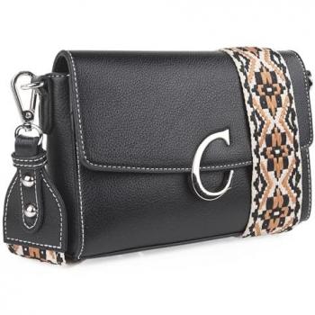Bolso Bandolera Mujer Pequeño de Piel Sintética - Uso Diario - Cimarron Negro 315185