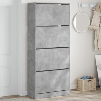Zapatero 4 cajones abatibles hormigón gris 80x34x187,5 cm