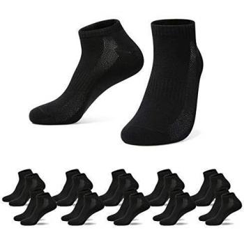 Falechay Calcetines Tobilleros Hombre Mujer 10 Pares Deportivos Cortos Algodon Negro 43-46