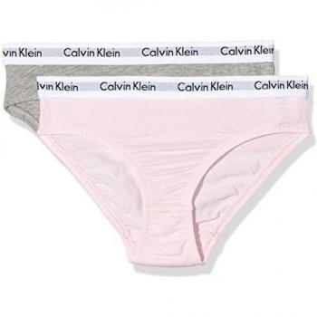 Calvin Klein 2PK Bikini, Braguitas para Niñas, Gris/Rosa