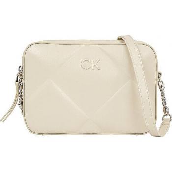 Calvin Klein Women's Beige Cross Body Bag, Size: ONE SIZE, Cotton with Adjustable Strap, 22.5 cm