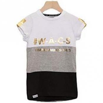 Leone - Camiseta de niña de Manga Corta WACS - Blanco ÓPTICO