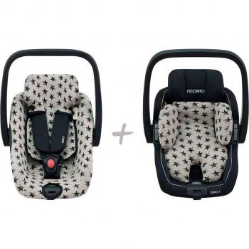 Jyoko Funda Grupo 0 + Reductor de Silla de Coche Compatible con Recaro Zero - Algodón Elástico Transpirable Dark Sky