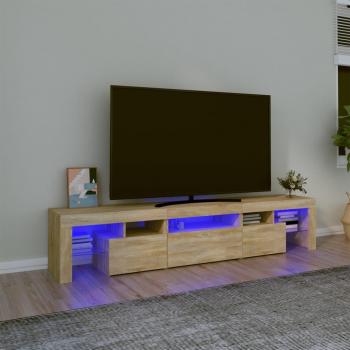 Mueble de TV con luces LED 200x36,5x40 cm roble Sonoma vidaXL