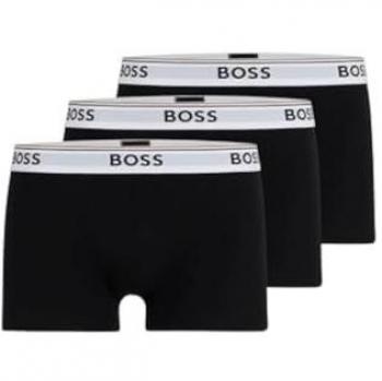 BOSS Men's Black Cotton Trunks 3-Pack with Elastic Logo Waistband - Size XXL