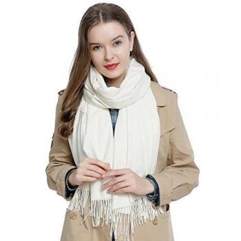 Bufanda de invierno grande para mujer 185 x 65 cm liso suave y cálido - blanco