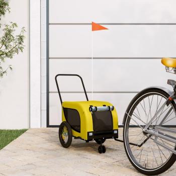Remolque para bicicleta de mascotas de hierro con tela Oxford, disponible en colores amarillo y negro, verde y negro, azul y negro