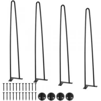 MOPHORN VEVOR 28-Inch Heavy-Duty Hairpin Furniture Legs with Rubber Floor Protectors for DIY Projects, 500 lb Load Capacity