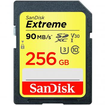 Tarjeta de memoria SanDisk Extreme SDXC de 256 GB con hasta 90 MB/s, Class 10 y U3 y V30