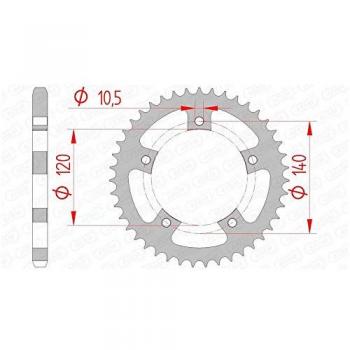 Corona de acero estándar AFAM 86500, 42 dientes, paso 525, compatible con Triumph 600 Speed Four (2003), 600 TT Legend (2000-2003), 800 Bonneville T100 (2001-