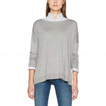 Polo Ralph Lauren LS Strchd CN-Long Sleeve-Sweat, Camiseta de Manga Larga para Mujer, Grau
