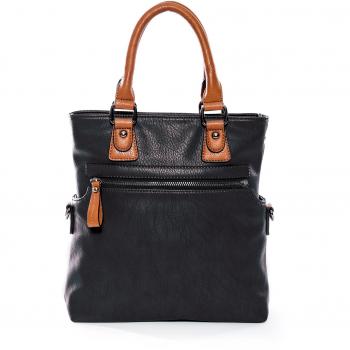 TwinBag + Crossbody + bolsa de accesorios negro / cognac