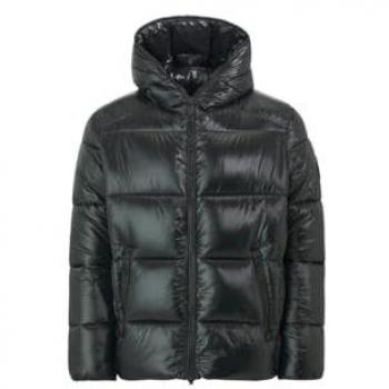 Save The Duck Men's Black Hooded Quilted Jacket - Size S