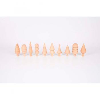 Natural Beechwood Tree Figures - Set of 10