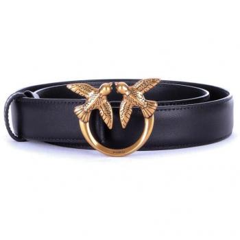 PINKO Love Berry Leather Belt - Black - Size: S - Female