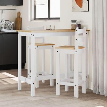 Sillas de barra de madera de pino sólido blanco - 2 PCs, taburetes altos, madera maciza, color blanco