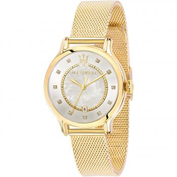 Reloj de Mujer Maserati Epoca de Cuarzo con Dial de Madreperla, Acabado en Oro y Plata, 34mm, Resistente al Agua 100M