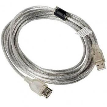 Cable Extensor USB Lanberg CA-USBE-12CC-0050-TR con Conectores A-Macho a A-Hembra, Ferrita, Transparente de 5 Metros