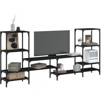 vidaXL TV Cabinet Black 206.5x28.5x95 cm Engineered Wood