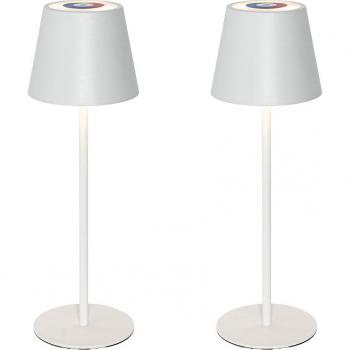 Set de 2 lámparas de mesa blancas recargables con regulador y RGBW - Murdock
