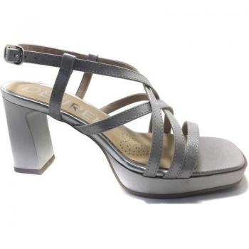 Sandalia Fiesta Piel Tiras Mujer Cómoda DESIREE JUDIT 4 con tacón color per metálico