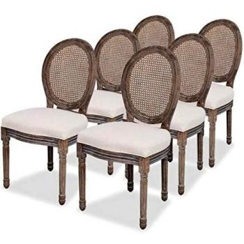 Cream Fabric Dining Chairs Set of 6