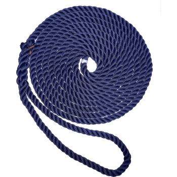 New England Ropes C6053-16-00015 1/2 Inch X 15FT Premium Nylon 3 Strand Dock Line - Navy Blue
