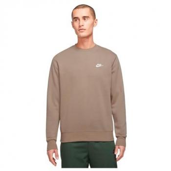 Nike Club Fleece Men's Crew Sweatshirt - Beige/White, Size Medium